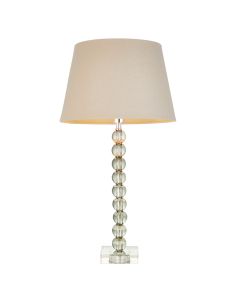 Cici Grey Fabric Shade Table Lamp With Adelie Grey Green Glass Base
