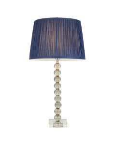 Wentworth Midnight Blue Fabric Shade Table Lamp With Adelie Grey Green Glass Base