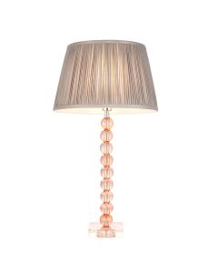 Freya Charcoal Fabric Shade Table Lamp With Adelie Blush Tinted Glass Base