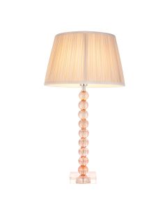 Freya Oyster Fabric Shade Table Lamp With Adelie Blush Tinted Glass Base