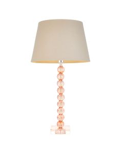 Cici Grey Fabric Shade Table Lamp With Adelie Blush Tinted Glass Base