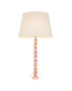 Cici Ivory Fabric Shade Table Lamp With Adelie Blush Tinted Glass Base