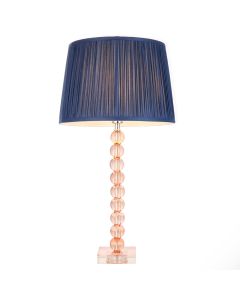 Wentworth Midnight Blue Fabric Shade Table Lamp With Adelie Blush Tinted Glass Base