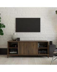 Farnsworth Wodoen TV Stand With 2 Doors 4 Shelves In Walnut