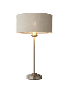 Highclere Natural Linen Shade Table Lamp In Brushed Chrome