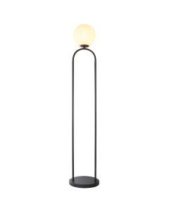 Motif Matt Opal Sphere Glass Shade Floor Lamp In Matt Black