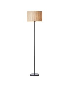 Longshore Natural Seagrass Drum Shade Floor Lamp In Matt Black