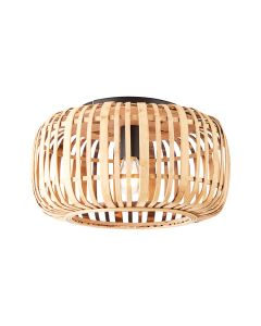 Mathias Flush Ceiling Light In Natural Bamboo Open Framework