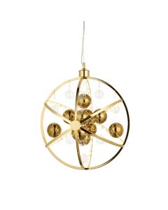 Muni Polished Clear Glass Spheres Pendant Light In Gold Effect