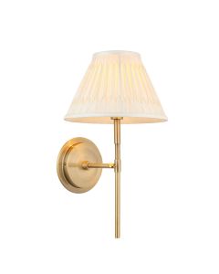 Rennes 10 Inch Cream Shade Wall Light With Chatsworth Antique Brass Metal Base