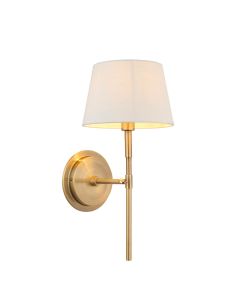 Rennes 8 Inch Ivory Tapered Shade Wall Light With Cici Antique Brass Metal Base