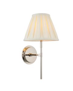 Rennes 10 Inch Cream Shade Wall Light With Carla Bright Nickel Metal Base