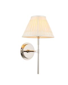 Rennes 10 Inch Cream Shade Wall Light With Chatsworth Bright Nickel Metal Base