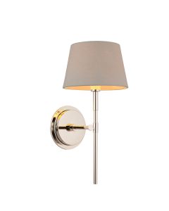 Rennes 8 Inch Grey Tapered Shade Wall Light With Cici Bright Nickel Metal Base