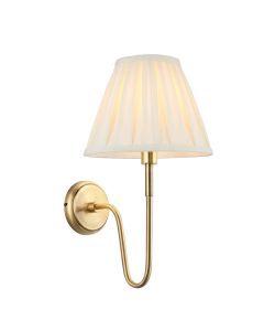 Rouen 10 Inch Cream Shade Wall Light With Carla Antique Brass Metal Base