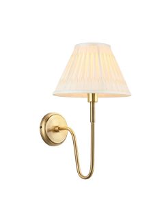Rouen 10 Inch Ivory Silk Shade Wall Light With Chatsworth Antique Brass Metal Base