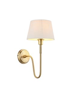 Rouen 8 Inch Ivory Silk Shade Wall Light With Chatsworth Antique Brass Metal Base