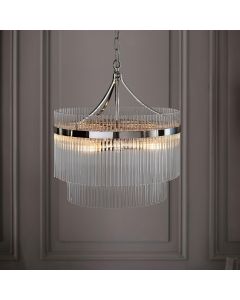 Marietta Clear Glass Rods 5 Lights Ceiling Pendant Light In Polished Nickel