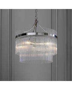 Marietta Clear Glass Rods 3 Lights Ceiling Pendant Light In Polished Nickel