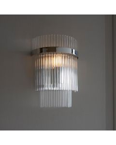 Marietta Clear Glass Rods Wall Light In Polished Nickel