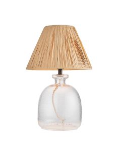 Raffina Natural Raffia Shade Table Lamp With Lyra Textured Clear Glass Base