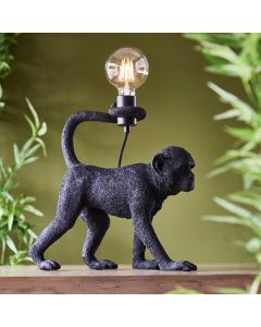 Capuchin Black Fabric Shade Table Lamp In Matt Black