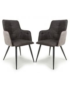 Orion Dark Grey Suede Effect Dining Chairs In Pair