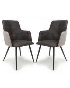 Orion Dark Grey Suede Effect Dining Chairs In Pair