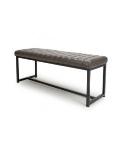 Archer Leather Effect Dining Bench In Grey
