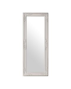 Chic Wall Bedroom Mirror In White Vintage Wooden Frame