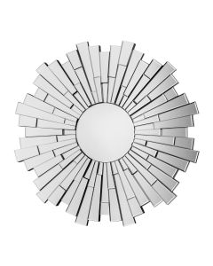 Glitzy Large Round Wall Bedroom Mirror In Silver