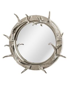 Antler Striking Design Wall Bedroom Mirror In Nickel Frame