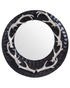 Antler Striking Design Wall Bedroom Mirror In Black Nickel Frame