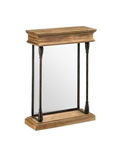Tribeca Wall Bedroom Mirror In Natural And Black Metal Frame