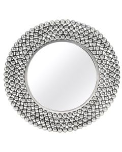 Templar Wall Bedroom Mirror In Silver Frame Beaded Effect