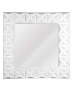 Acrotin Square 3D Effect Wall Bedroom Mirror In White High Gloss