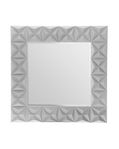 Acrotin Square 3D Effect Wall Bedroom Mirror In Grey High Gloss