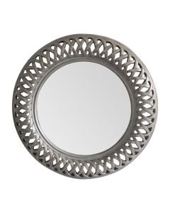 Tessere Round Wall Bedroom Mirror In Antique Silver Frame