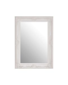 Baroque Rectangular Wall Bedroom Mirror In Antique White Wooden Frame