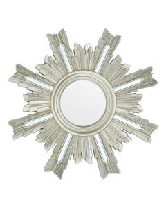 Sevan Art Deco Wall Bedroom Mirror In Silver Frame