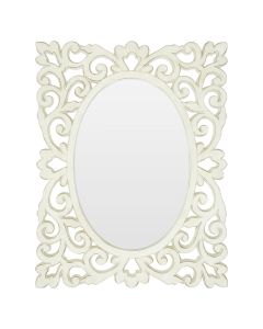 Stansie Wall Bedroom Mirror In Weathered White Lace Design Frame