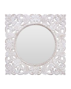 Helga Fleur-De-Lis Wall Bedroom Mirror In Antique White