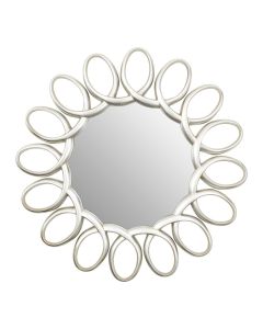 Sabatino Wall Bedroom Mirror In Silver Pewter Floral Design Frame
