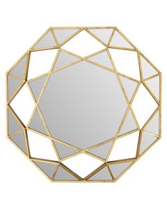 Marcia Octagonal Faceted Wall Bedroom Mirror In Gold