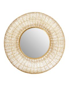 Templar Wall Bedroom Mirror In Warm Gold Frame Mesh Effect