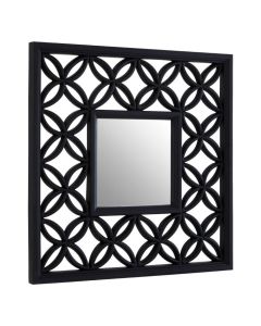 Ryton Square Wall Bedroom Mirror In Black Lattice Geometric Frame