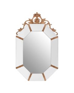Wraxi Octagonal Acanthus Leaf Wall Bedroom Mirror In Gold