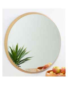 Andover Large Round Wall Bedroom Mirror In Gold Metal Frame
