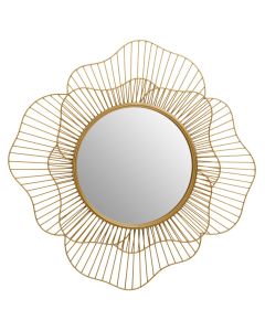 Matera Flower Design Wall Mirror In Gold Metal Frame