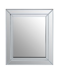 Sana Small Square Bevelled Wall Mirror With Wooden Frame